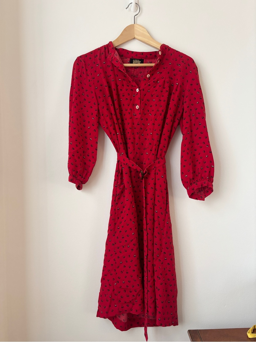 A.P.C. x Vanessa Seward silk red tie-waist midi dress